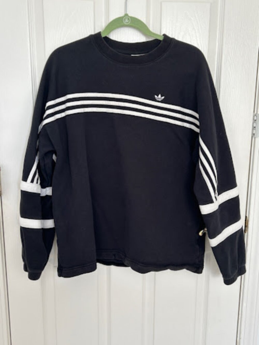 Adidas Originals Black & White 3-Stripes Crewneck Sweatshirt Size Medium
